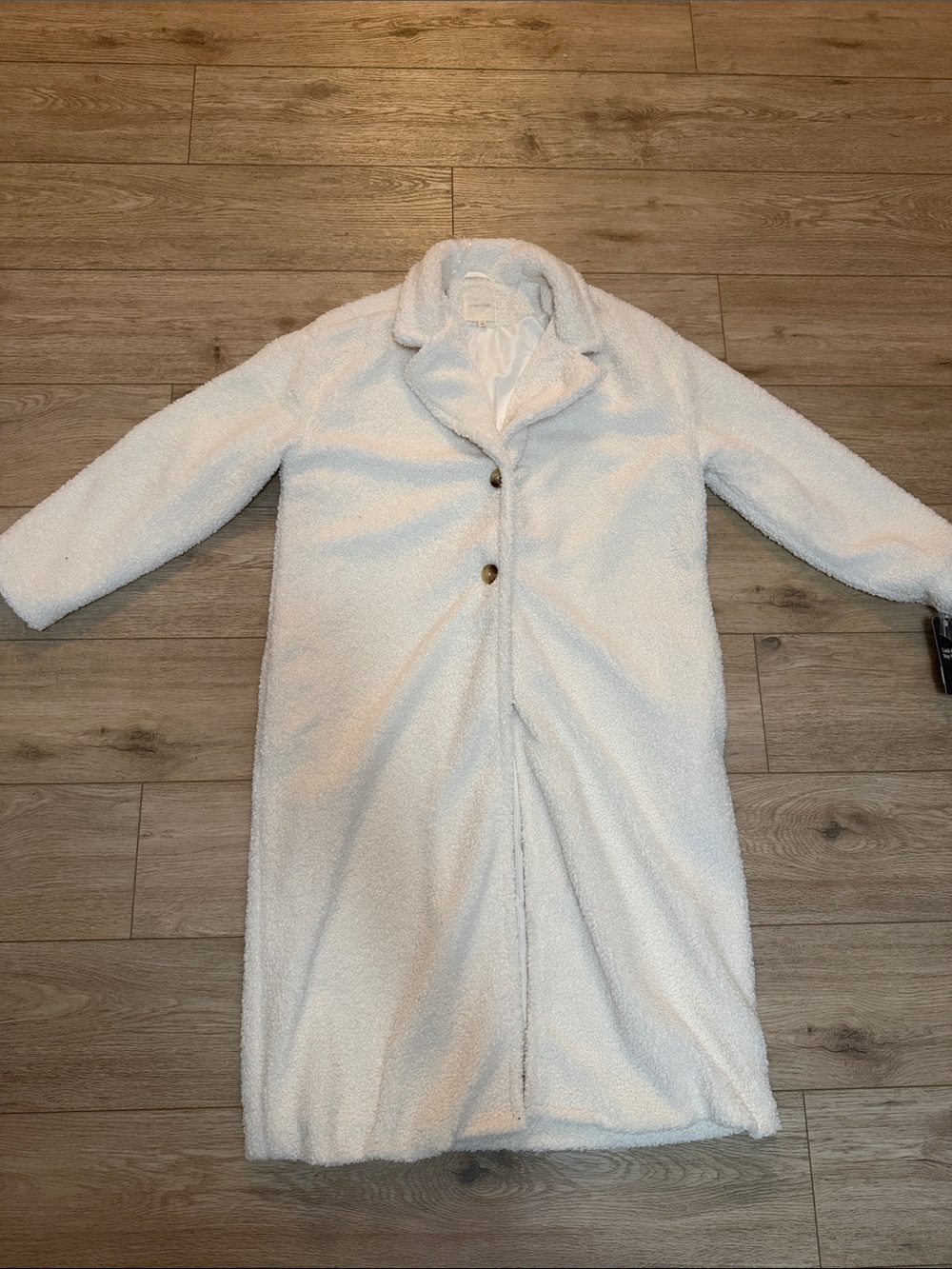 Ultra Flirt Cream Faux-Sherpa Long Robe Coat